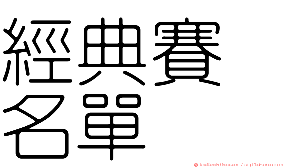 經典賽　名單
